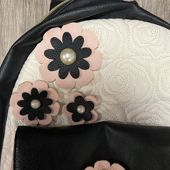 Betsey Johnson Faux Leather Flower Back Pack - Picture 2 of 14